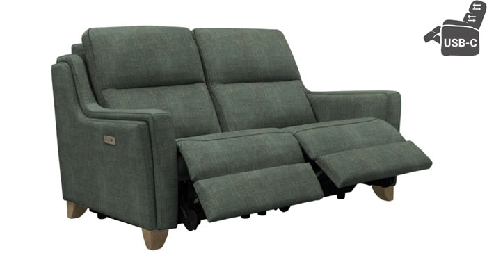 Parker Knoll Portland 2 Seat Recliner Headrest Lumbar USB Sierra Conifer Vintage Oak Leg